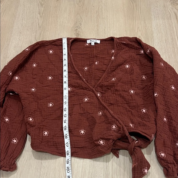 Madewell Size Medium Brown Floral Wrap Top - Picture 3 of 6